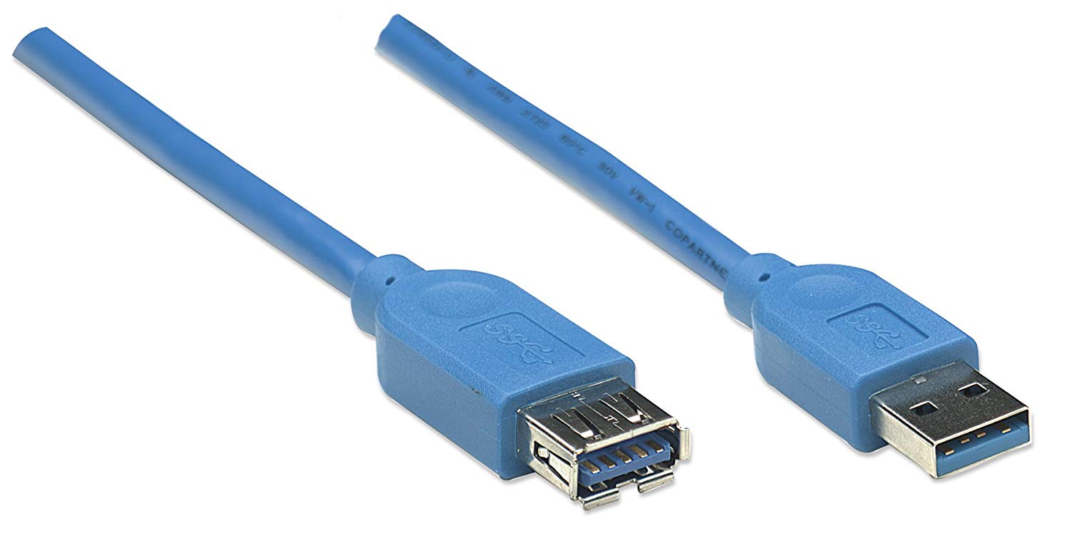Manhattan USB-A to USB-A Extension Cable, 2m, Male to Female, Blue, 5 Gbps (USB 3.2 Gen1 aka USB 3.0) - Image 2