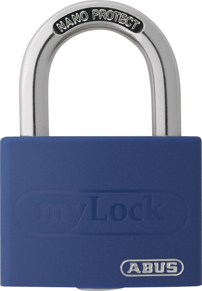 ABUS Padlock T65AL/40 myLOCK - Individually writable - Locker Lock - Solid Aluminium Lock Body - ABUS Security Level 5 - Blue