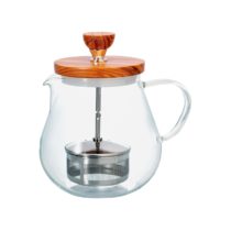 Hario CD Tea Pot Olive Wood 700 ml, Glass, Transparent