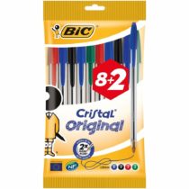 BIC Cristal Original Ballpoint Pens, Comfortable Biro Pens, Medium Point (1.0mm), Assorted Colours, Pack of 10