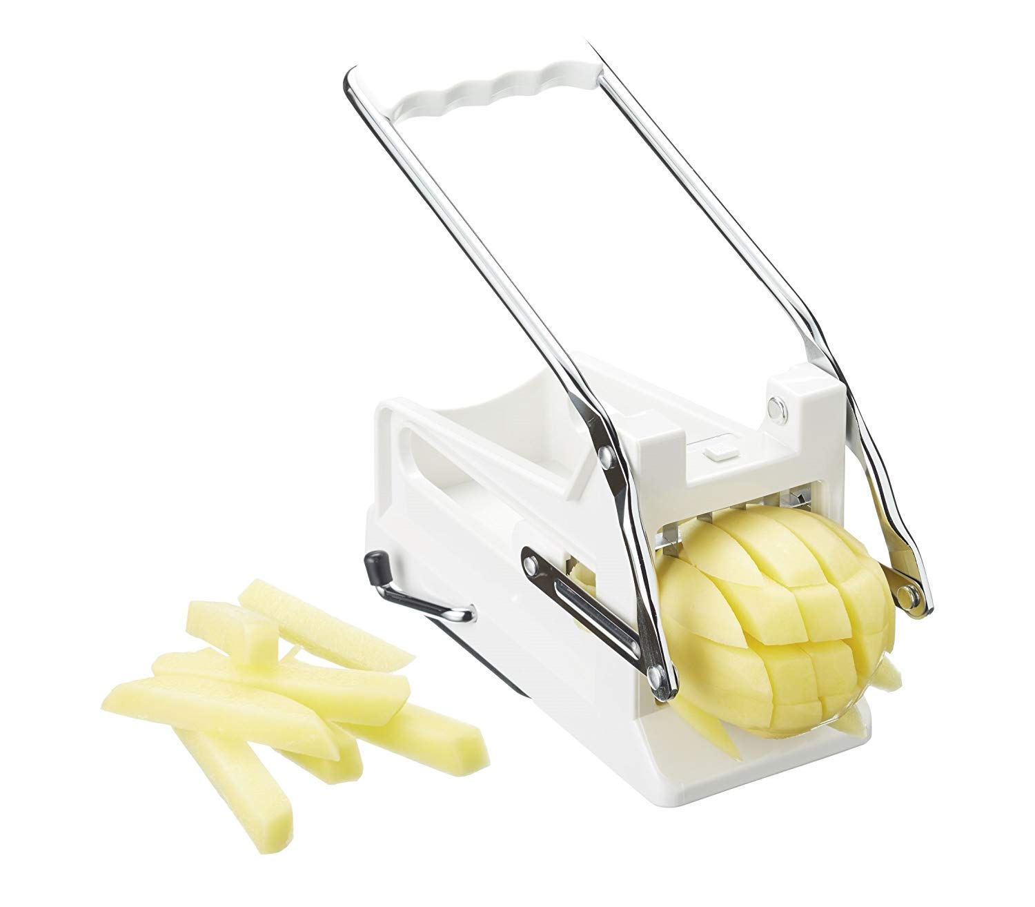 KitchenCraft Potato Chipper, Professional Chip Cutter, Plastic and Stainless Steel, 23.5 x 1.5 x 12 cm, White