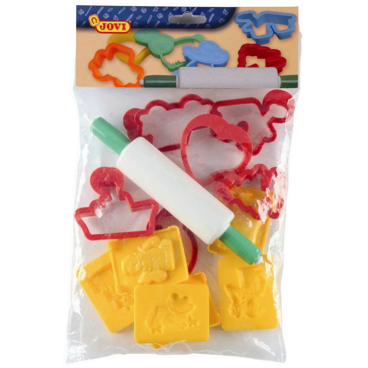 Jovi - 12 biscuit cutters and Plaster Roller (7/6R), Mehrfarbig