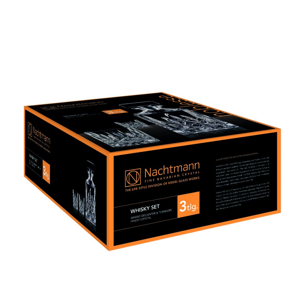 Spiegelau and Nachtmann Crystal Glass Set 1 Decanter + 2 Whisky Cups Transparent, 3-Piece Set (1-Pack) - Image 2