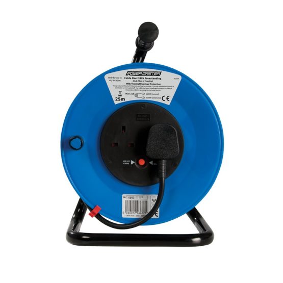 Schneider Electric Thorsman - 4 Socket Extension Lead Reel, 25 m, 13 A, 240 V, with Safety Cut Out Switch, Open Cable Reel, JJR42513 - Image 2