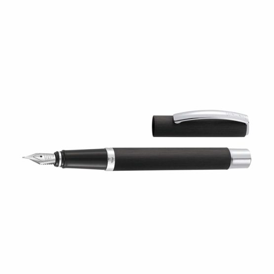 Fountain Pen Vision from Online | Pen with Clear Design | matt Brushed Aluminum | Iridium Nib M | Suitable for Standard Ink cartridges and converters | Gift Box - Classic Black,OL/38521-0