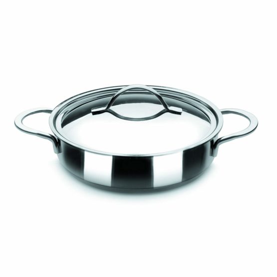 IBILI Noah Round Dish with Lid, Stainless Steel, Silver, 22 x 22 x 7 cm