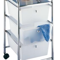 Wenko 16611100 Household and bathroom trolley Messina with wheels, 3 drawers, Metal Steel, 33 x 65.5 x 39 cm, Chrome