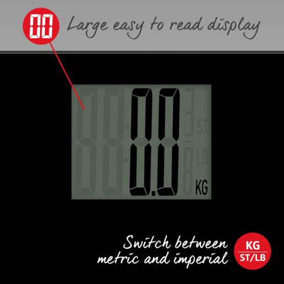 Salter Max Capacity 250 kg Digital Bathroom Scales – Easy Read Display, Large Platform for More Foot Room, Step-On for Instant Weight Reading, Carpet Feed for Accuracy on Uneven Floors - Black - Image 3
