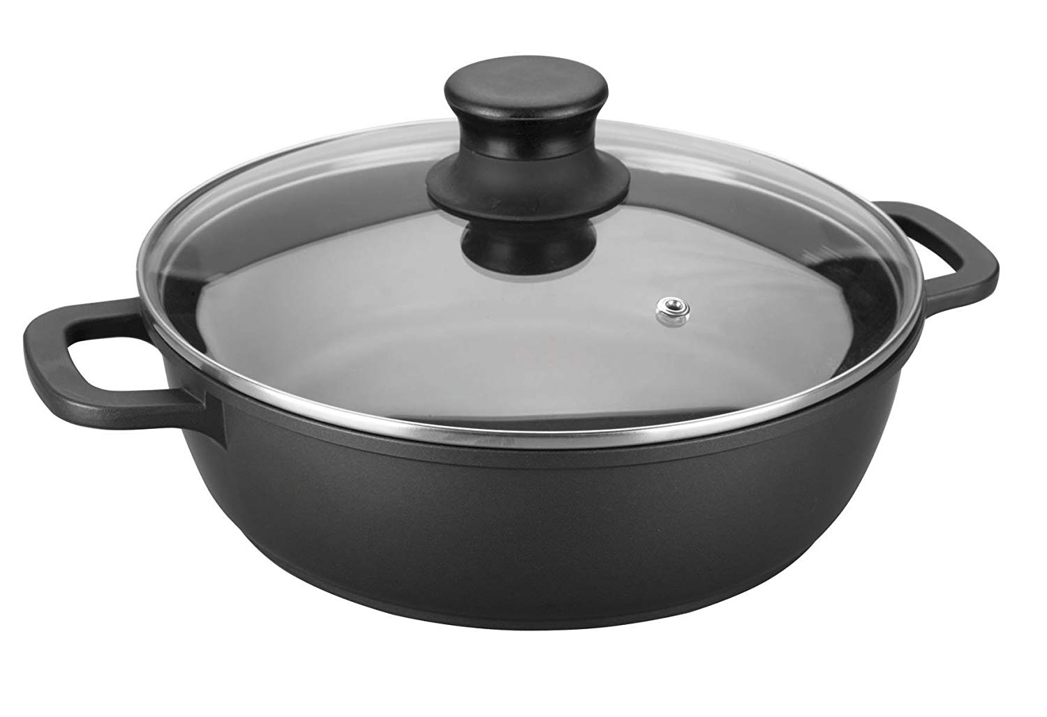 Lacor 25827 Cast Aluminium Round Low Casserole, 28 cm, Black