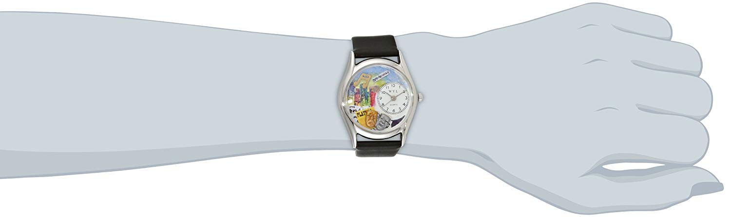 Whimsical Watches Drama Theater Royal Blue Leather and Silvertone Unisex Quartz Watch with White Dial Analogue Display and Multicolour Leather Strap S-0420003 - Image 2