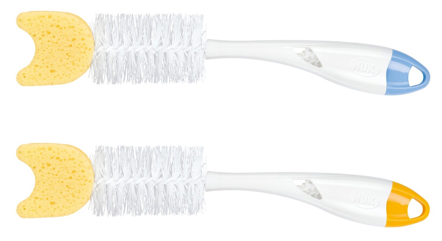 NUK Nuc 10256278 bottle brush 2 in 1 with sponge, color can not be selected, 1 Count (Pack of 1), White