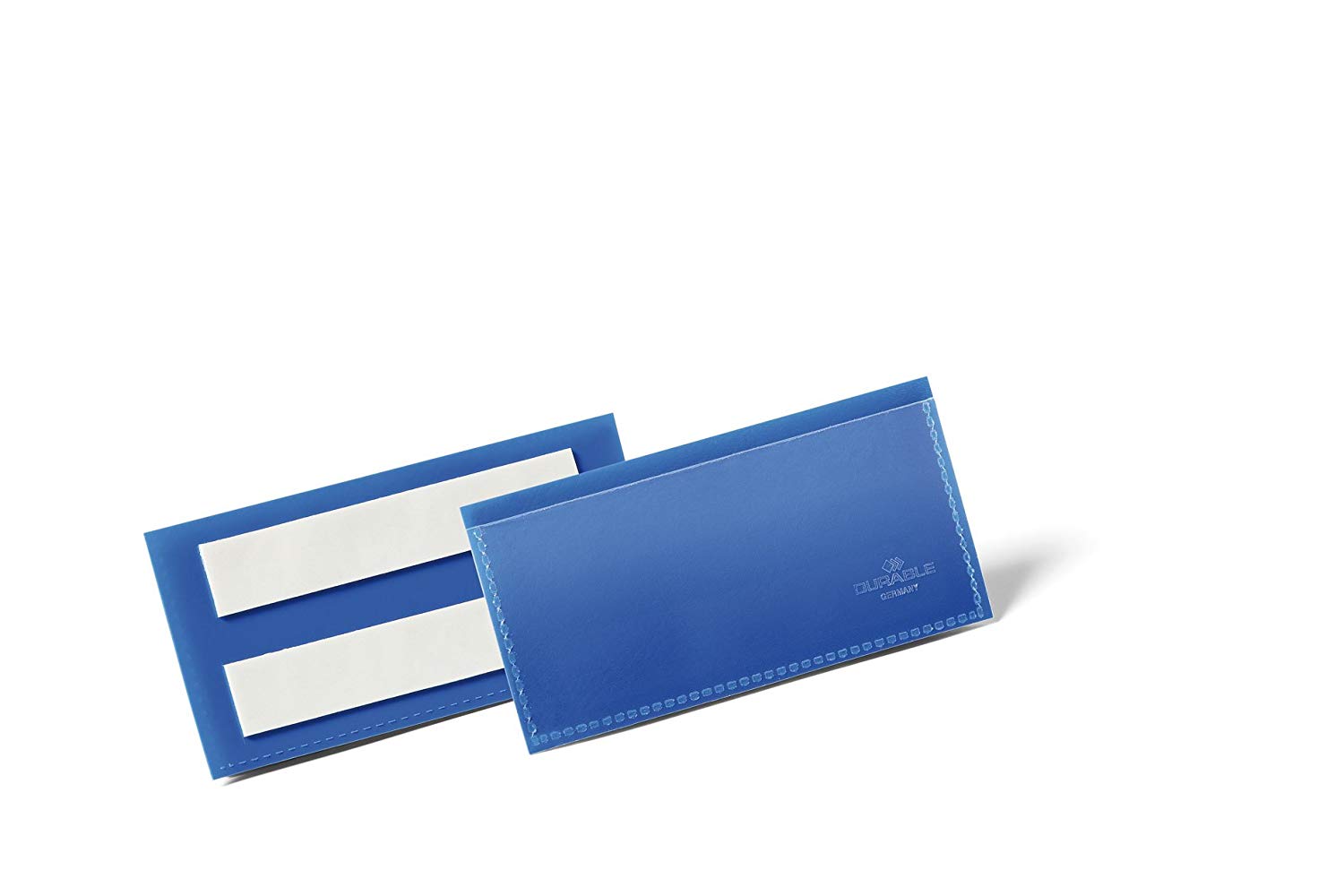 Durable Adhesive Ticket Holder Document Pockets - 50 Pack - 100 x 38mm - Blue - Easy to Use and Attach via Strong Self-Adhesive Back