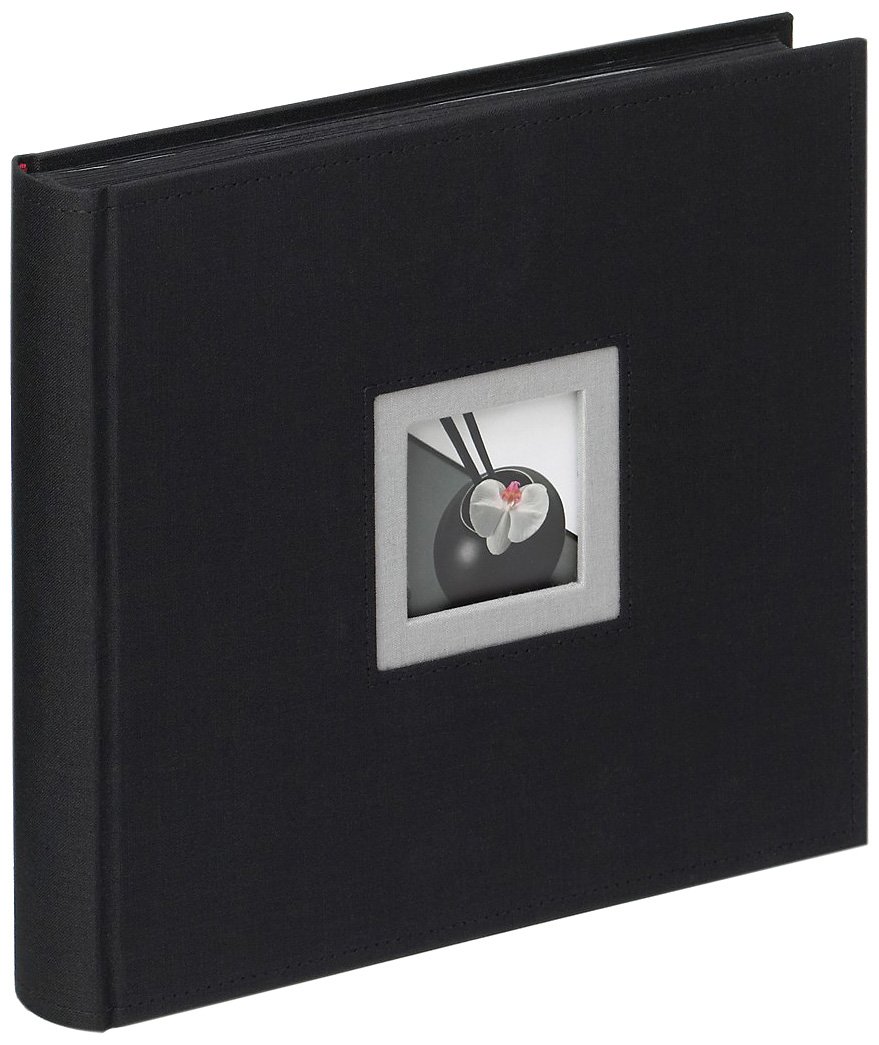 walther design Photo Album Black 26 x 26 cm Linen with Cover Punching, Black and White FA-209-B