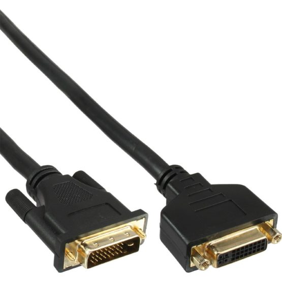 InLine® 3m Premium 24+1 Male to Female Dual Link Gold Plated DVI-D Cable