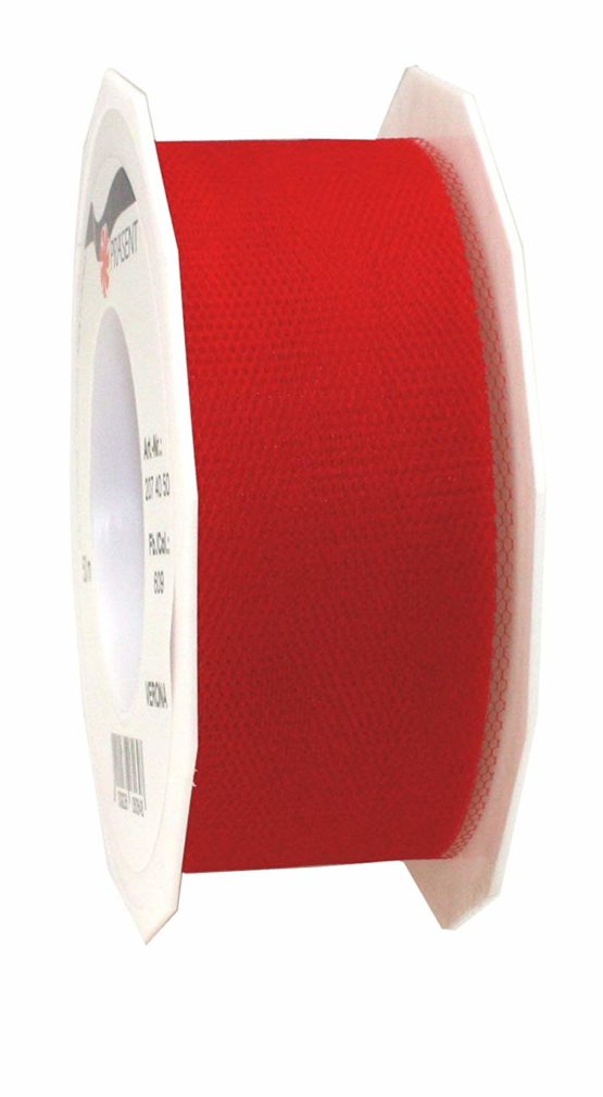 Präsent C.E. 40 mm - 50 m Pattberg Ribbon Verona Tulle, Red