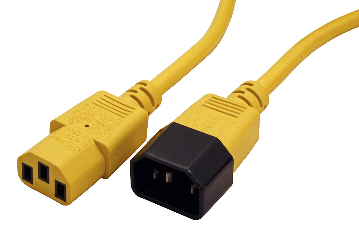 Roline IEC320 C14 to C13 10A 3m Yellow Power Cable for PC, Monitor, Hifi Devices, Peripherals, 1.8 m - Image 2