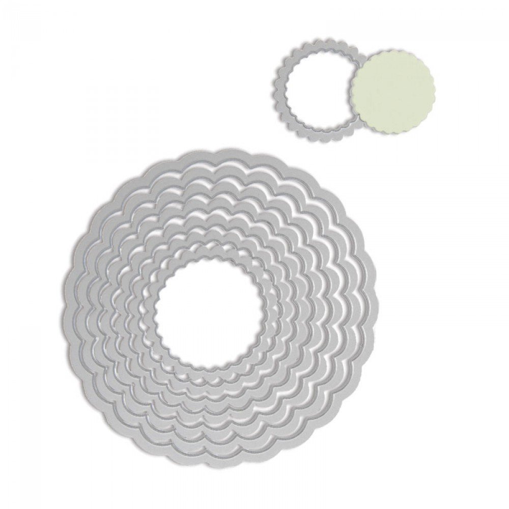 Sizzix Framelits Die Circles Scallop, Set of 8, Multi-Colour, Scallop Circles, 0 - Image 4