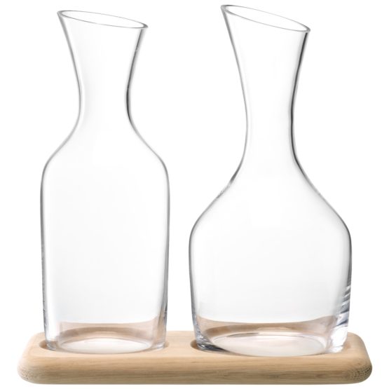 LSA WI25 Wine Water & Wine Carafe Set & Oak Base 1.2L/1.4L Clear * - Image 2