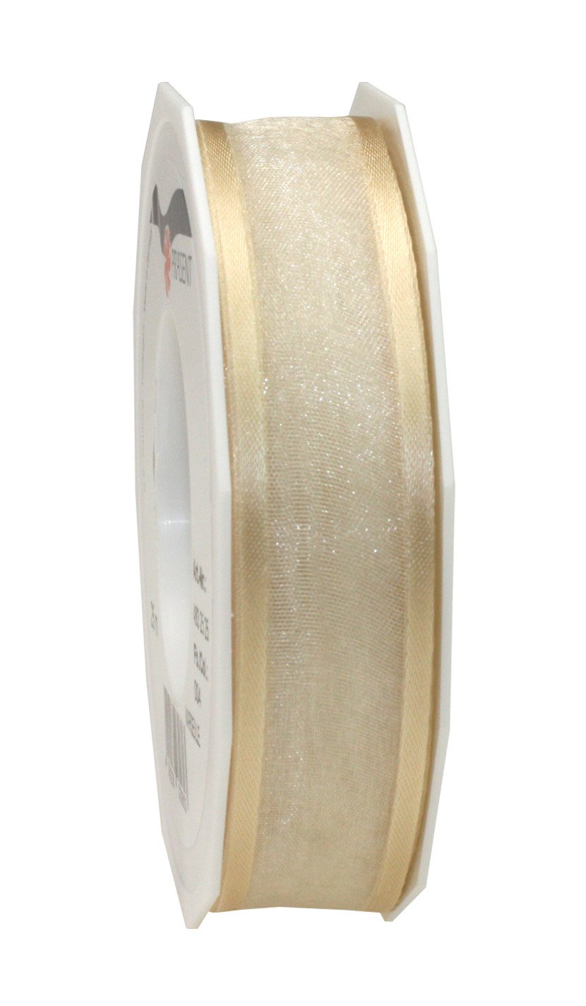 PRÄSENT - Marseille Wired Organza Ribbon Cream 25 mm width, 25 m length, Purple, 25mm - 25m
