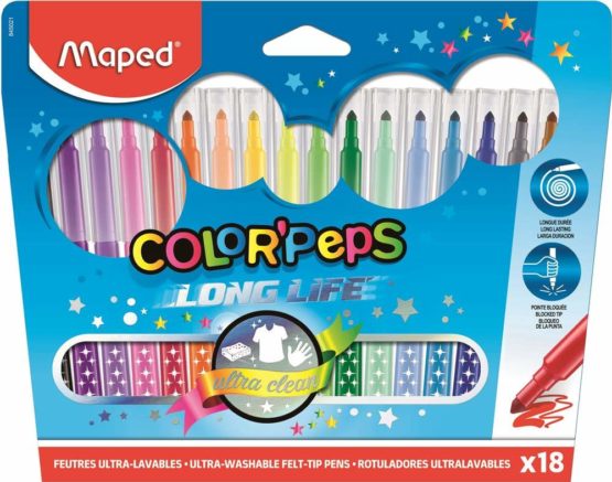 Maped Color'Peps Ultra Washable Felt/Fibre Tip Pens (18 Pack)