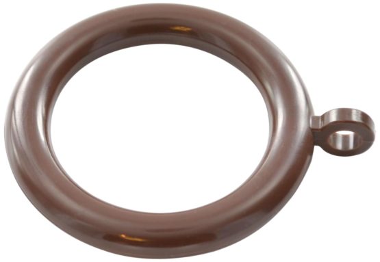 Merriway BH03252 Plastic Curtain Drapery Pole Rod Rings with Fixed Eye, Inner Dia. 37mm (1.7/16 inch) Outer Dia.50mm - Dark Brown, Pack of 24