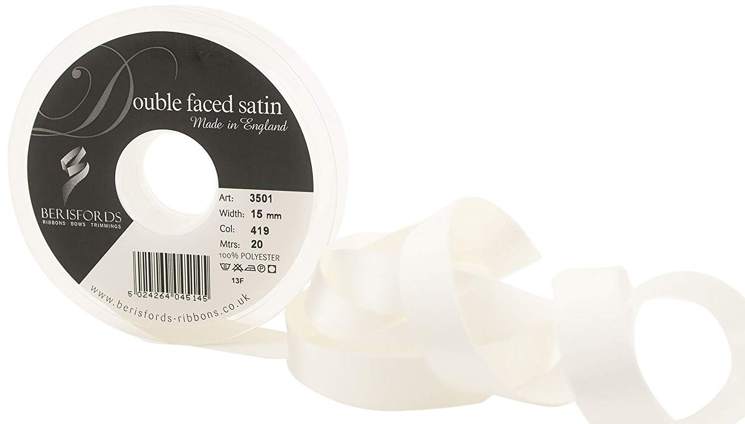 Berisfords Ribbon bertie's bows Bridal White, 15 mm, 3501-BW-15