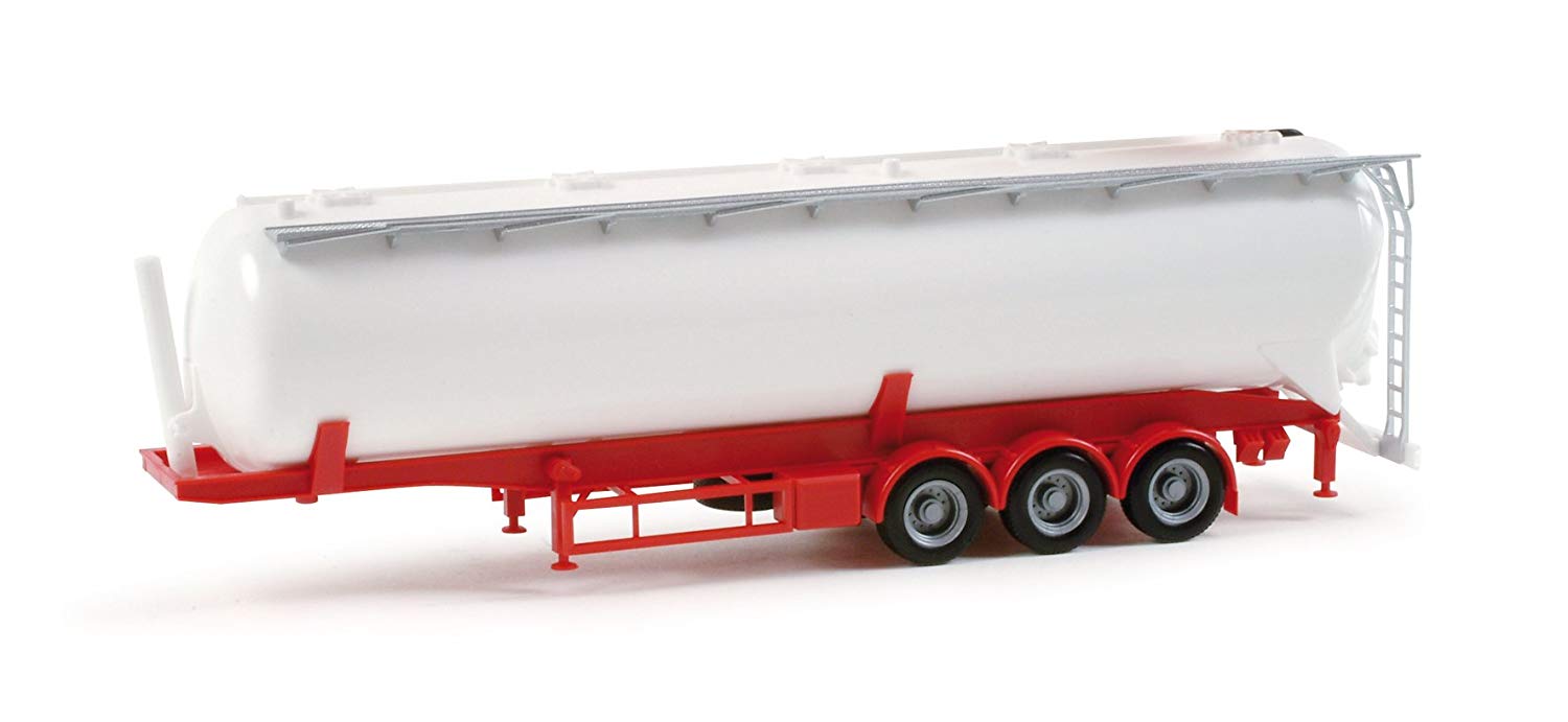 herpa 075824 - Feldbinder 3-axle silo trailer, miniature model, 60 cbm, White, Groß