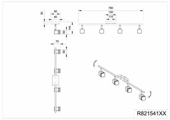 Reality Leuchten Roubaix Ceiling Light Metal 4 W Matt Nickel White - Image 3