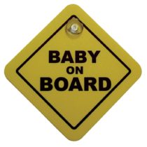 Sticker/Bordje Baby On Board - yellow - 16x16cm