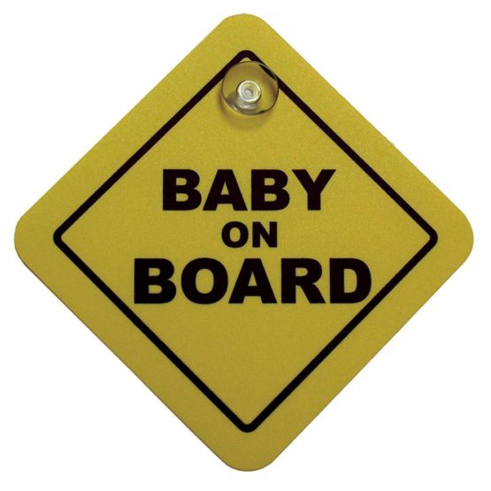 Sticker/Bordje Baby On Board - yellow - 16x16cm