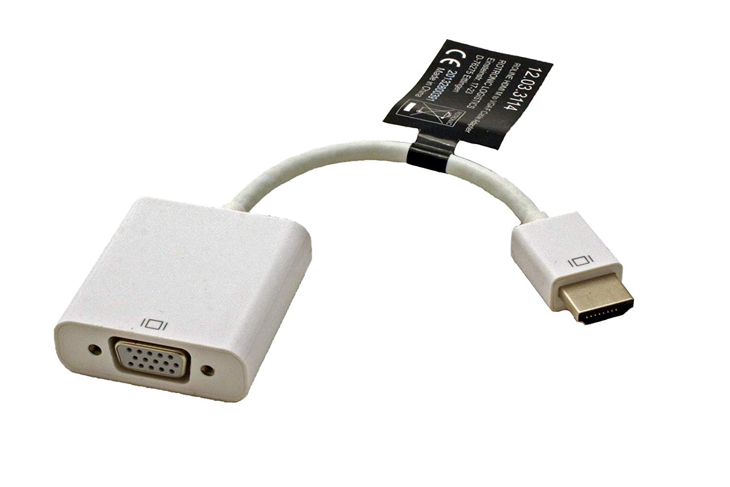 Roline 0.15m HDMI to VGA Adapter Cable, White - Image 2