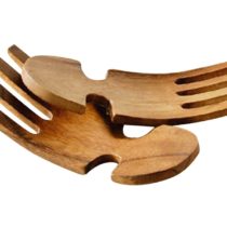 Premier Housewares Salad Servers Acacia Wooden Fork Brown Wooden Salad Servers Salad Serving Wooden Tongs Fork H 1x W19 x D 8cm