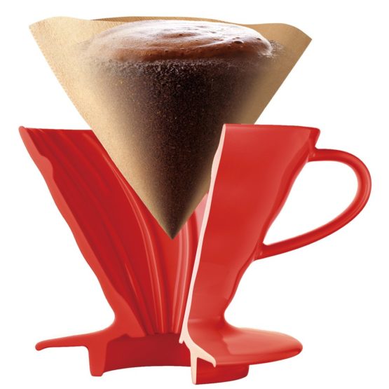HARIO VDC-01R 1-Piece Ceramic Coffee Dripper, Red - Image 2
