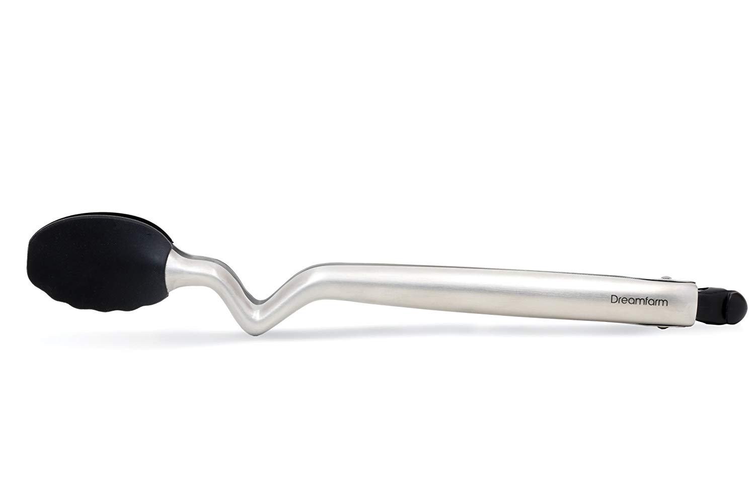 Dreamfarm Clongs Grippy Silicone & Stainless Steel Kitchen Cooking Tongs with Click-Lock Open & Close - 12" Black