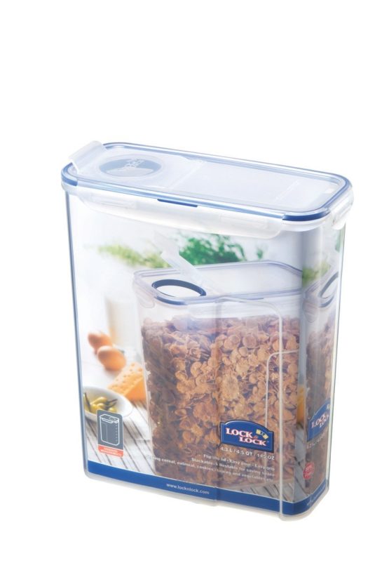 Lock & Lock HPL714F Rectangular Storage Container with Flip Top Lid - Clear/Blue, 4.3 L