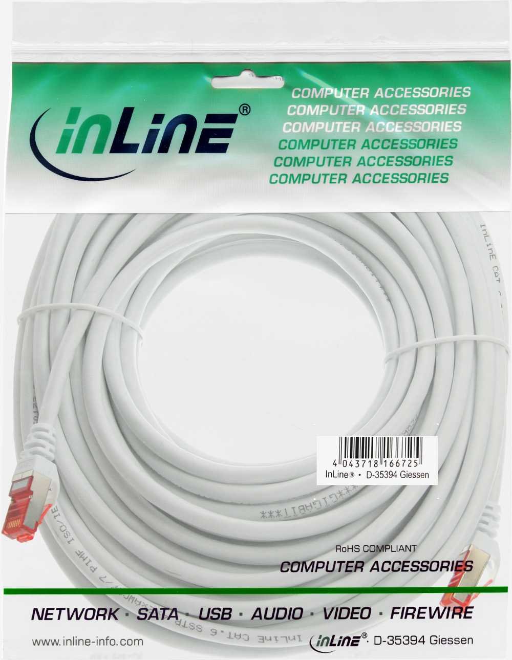 InLine Patchkabel, S-STP/PIMF, Cat.6, 15m wei?, white, 1 pièce - Image 2