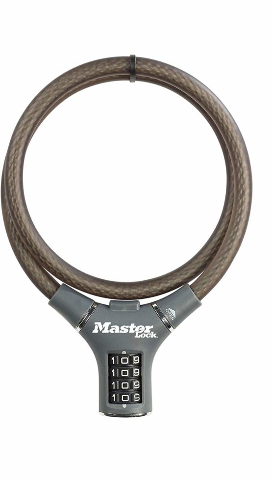 Master Lock Bike Cable Lock [Combination] [90 cm Cable] [Outdoor] 8229EURDPRO - Ideal for Bike, Electric Bike, Skateboards, Strollers, Lawnmowers and other Outdoor Equipments
