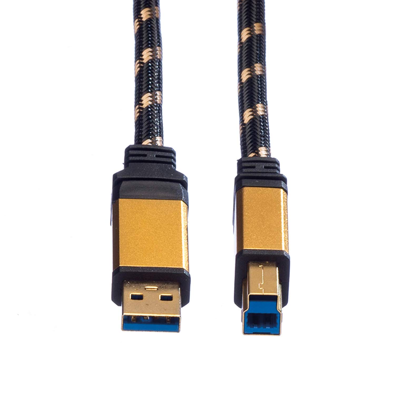 Roline GOLD USB 3.1 Gen 1 Cable USB SuperSpeed cable A - B M/M 1.8 m, 1.8m, Black, Gold - Image 2