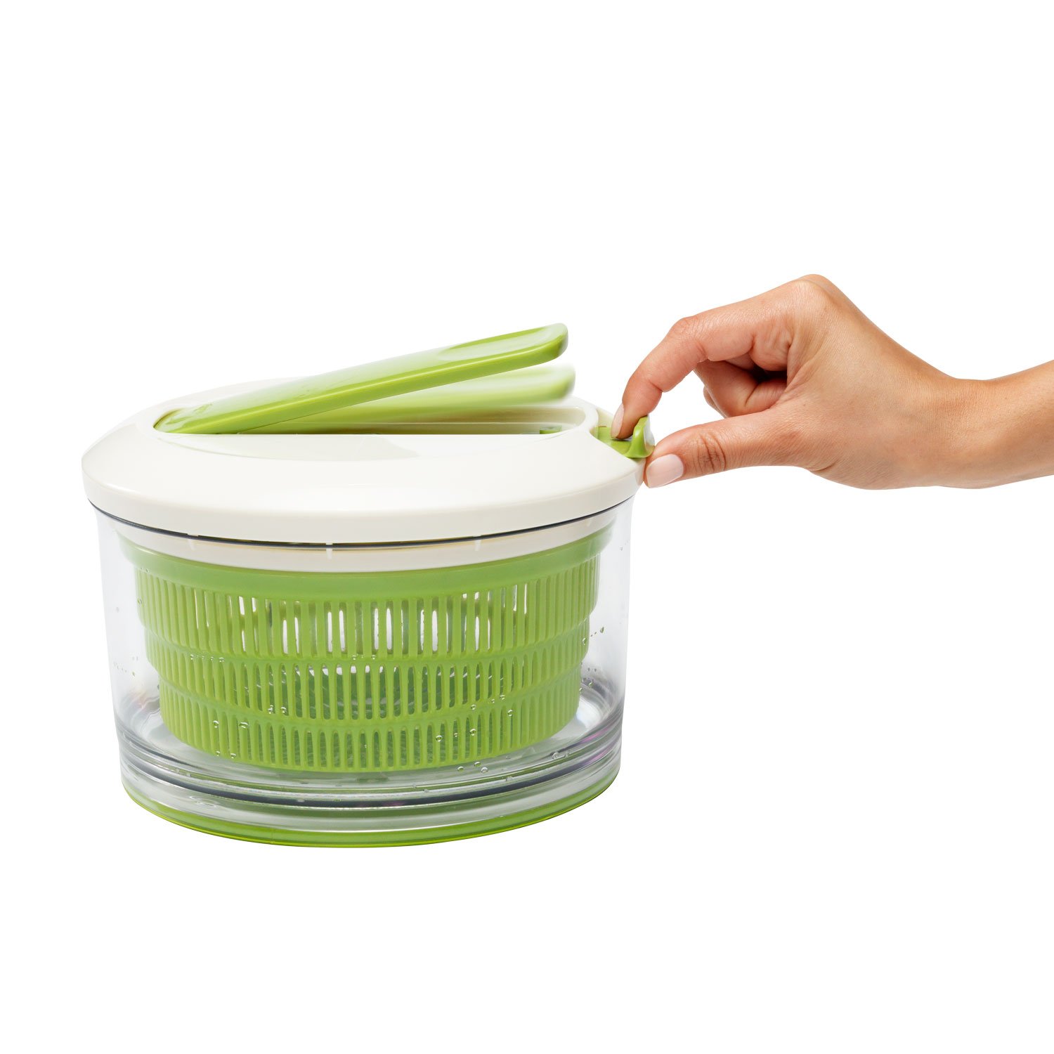 Chef'n SpinCycle Salad Spinner Small, Plastic Salad Spinner In Gift Box, Green - Image 3