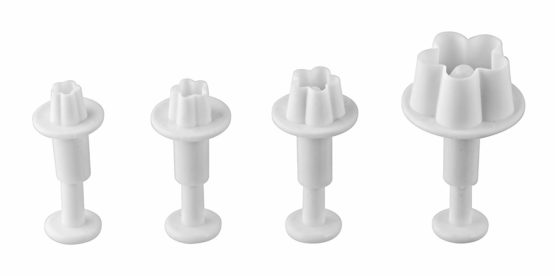 Drer Decoration cutter flower set of 4 2,5x5,5 cm in silver, 2.5 x 2.5 x 5.5 cm