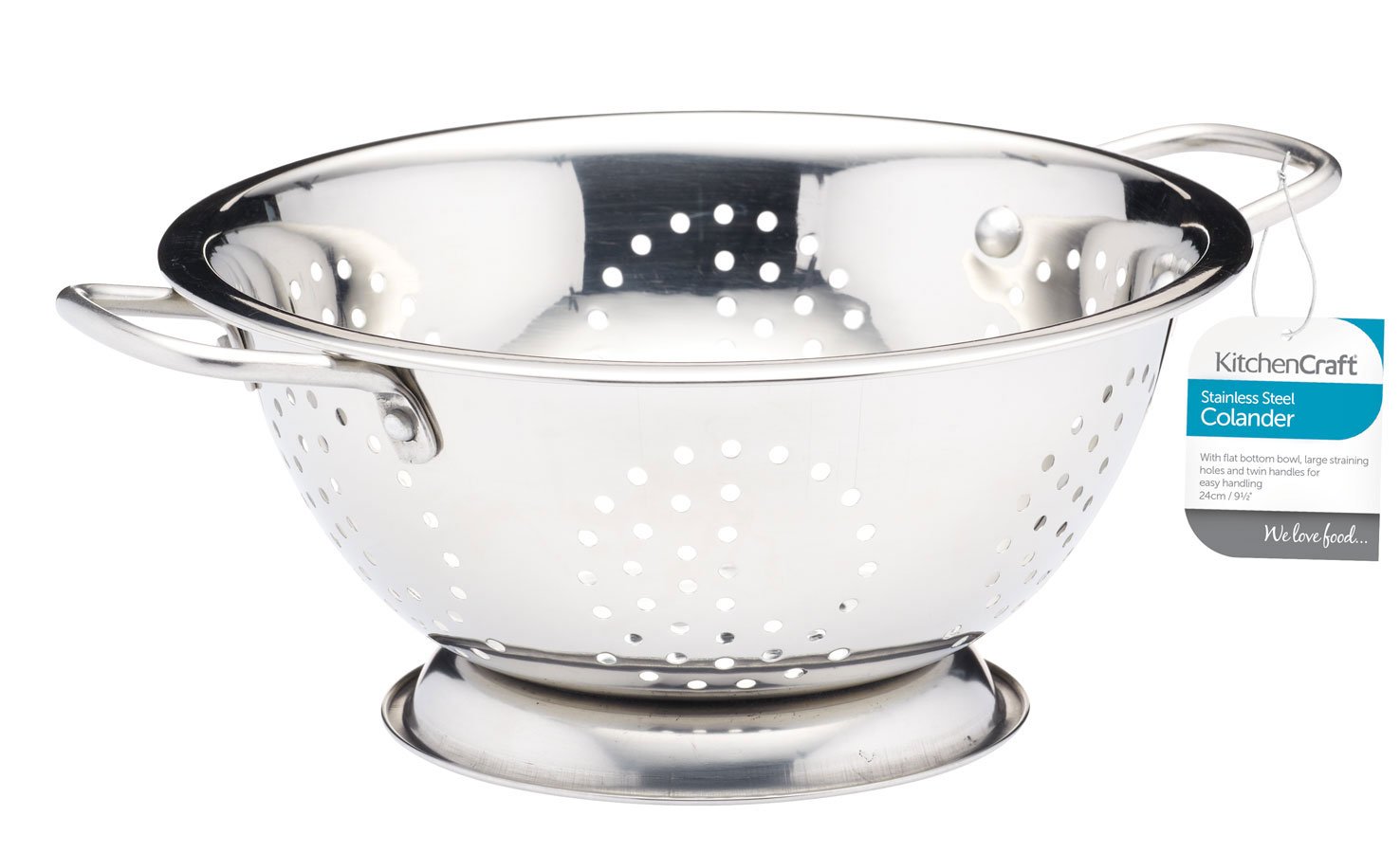KitchenCraft Footed Stainless Steel Double-Handle Colander, 24.5 cm (9.5"), Silver - Image 2