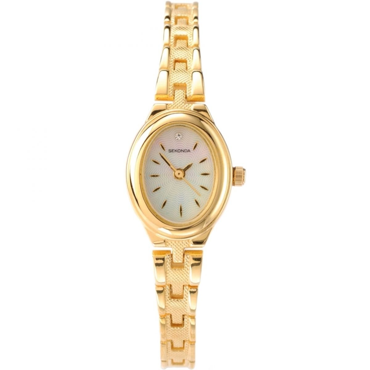 Sekonda Megan Womens Watch - 21mm Ladies Watch with Oval Gold-Tone Case, Mother of Pearl Stone Set Dial and Bracelet - 2 Year Warranty