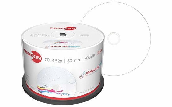 PRIMEON CD-R 80Min/700MB/52x Cakebox (50 Disc), photo-on-disc ultragloss Surface, Water resistant Inkjet Fullsize Printable - Image 2