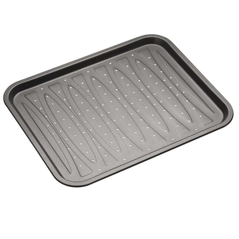 MasterClass Crisper Tray with PFOA Non Stick, Robust 1 mm Carbon Steel, 39 x 31.5 cm, Silver, 39 x 31.5cm