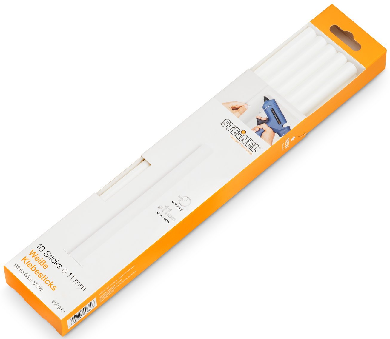 Steinel Hot Glue Cartridges for Gluematic 3002 and Gluefix, White, 250 mm Long, 11 mm Diameter, Pack of 10