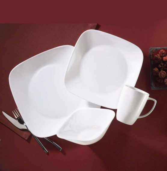 Corelle 16-Piece Vitrelle Glass Pure White Chip and Break Resistant Dinner Set, Service for 4, White - Image 2
