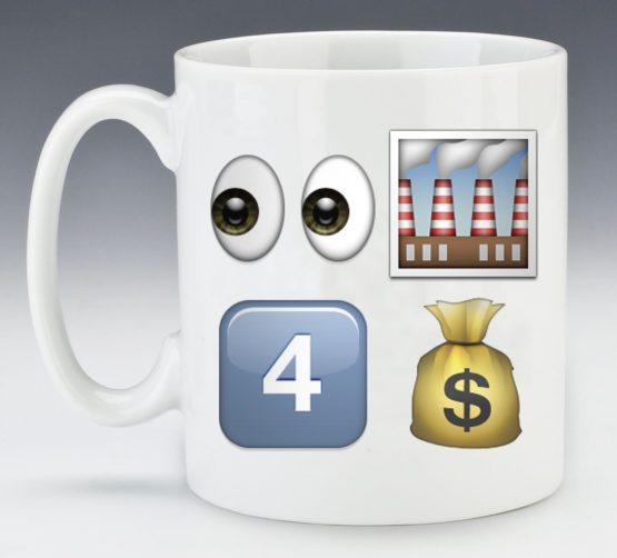 Boxer Emoji Mug: I Work for Cash, Ceramic, White, 10.3x12.7x9.2 cm