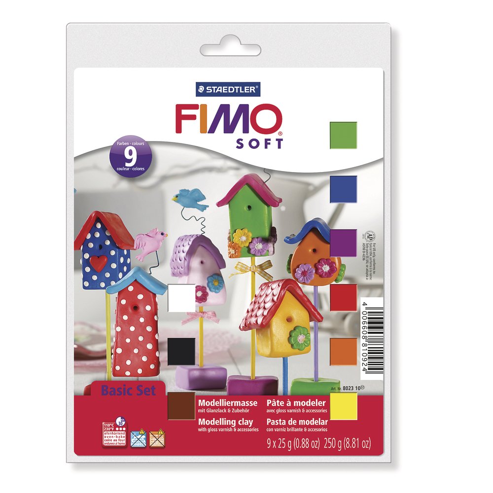 STAEDTLER 8023 10 FIMO Soft Oven-Hardening Polymer Modelling Clay, Starter Kit
