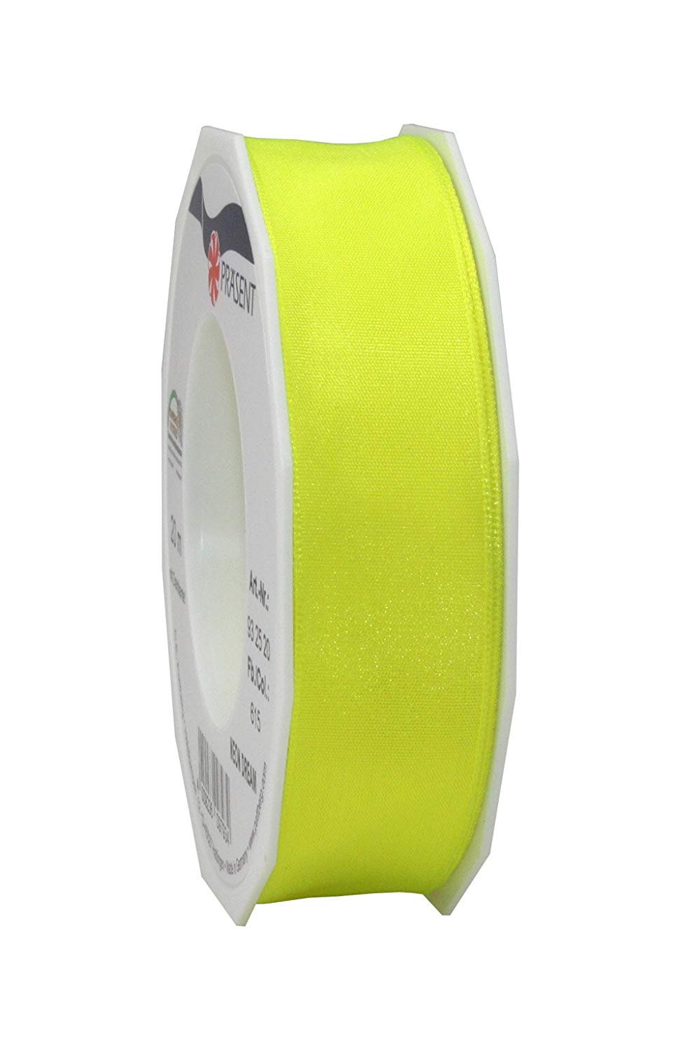 C.E. Pattberg NEON DREAM Wired Edge Taffeta Ribbon in yellow, 22 Yards Bow Ribbon for Colourful Presents 1 inch width