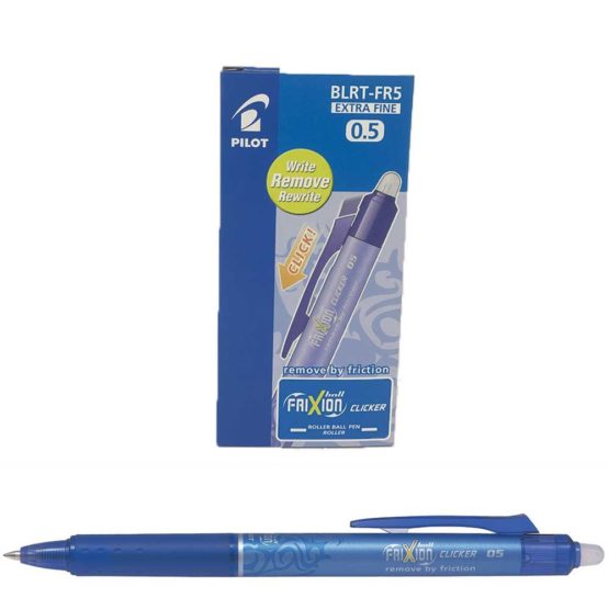 Pilot Frixion Clicker Retractable Erasable Rollerball 0.5 mm Tip - Blue, Pack of 12